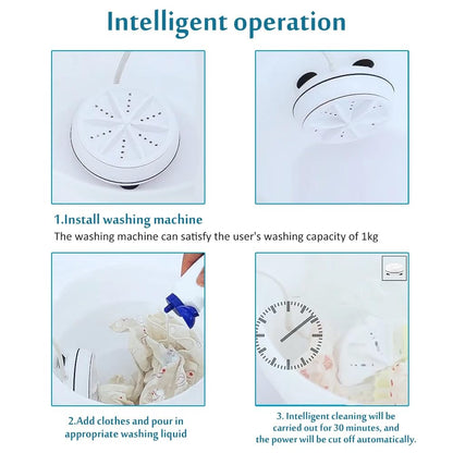 2-in-1 Mini Portable Turbine Washer/ غسالة توربينية صغيرة محمولة ٢ في ١